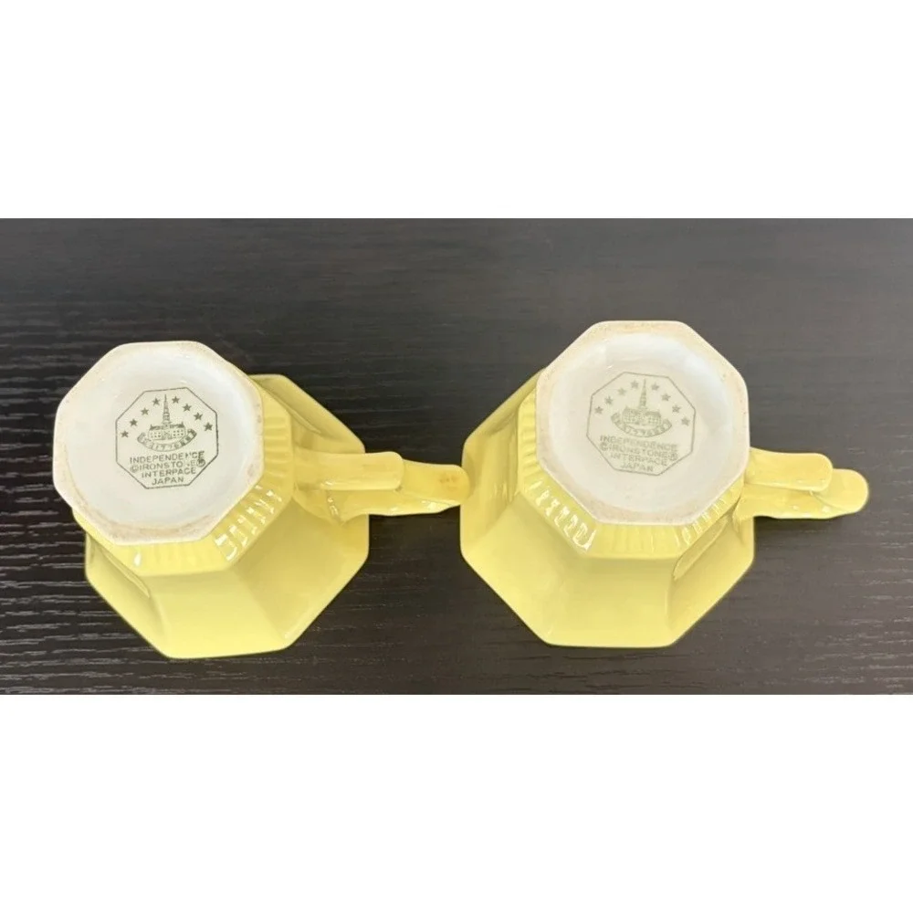 Set Of 2 Vintage Independence Ironstone Interpace Japan Yellow Coffee Cups